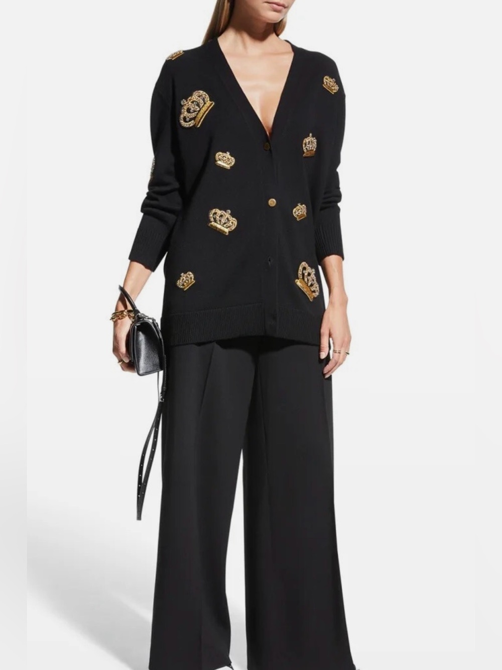 NWT Alice + Olivia Bradford Crown Grandpa Wool Blend Cardigan Size Small
